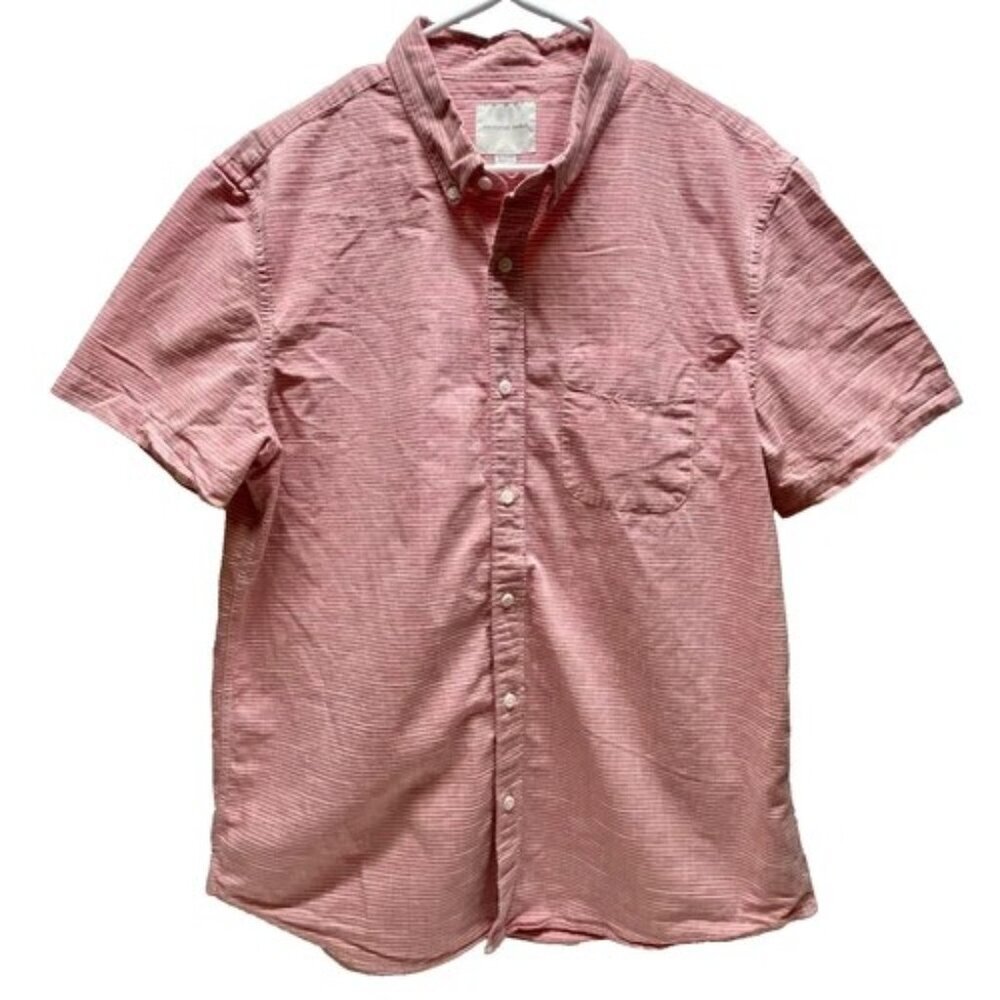 American Eagle Button-Up Shirt Men's XL Red White Stripe AEO Casual Resort EUC